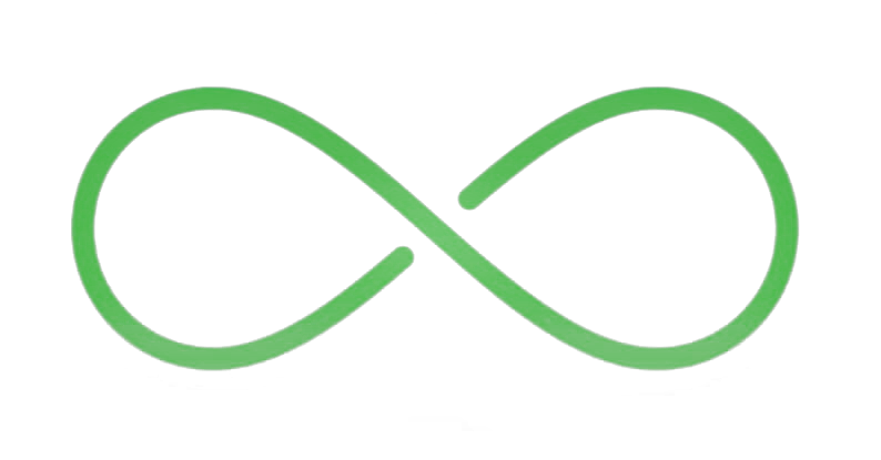 Glowing green infinity symbol